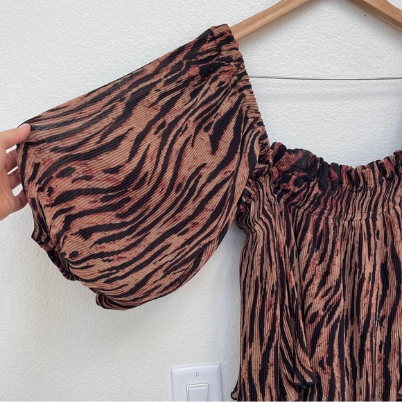 Ganni Georgette Midi Tiger Stripe Midi Dress Size EU40 - Picture 5 of 9